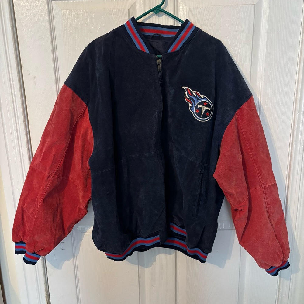 Vintage Tennessee Titans NFL Game Day Jacket Leather Bomber SIZE 2XL